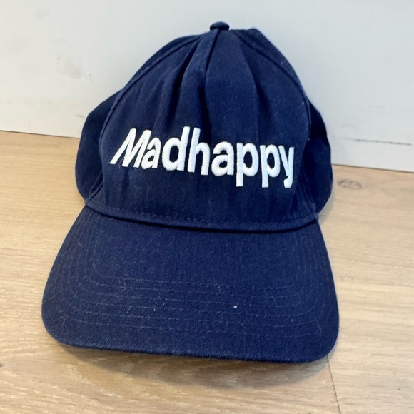 Madhappy Accessories - MADHAPPY NAVY SNAPBACK TRUCKER HAT W/ WHITE STITCHING- GOOD CONDITION